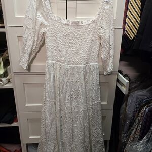 Baltic Born Cream Lace Midi Dress